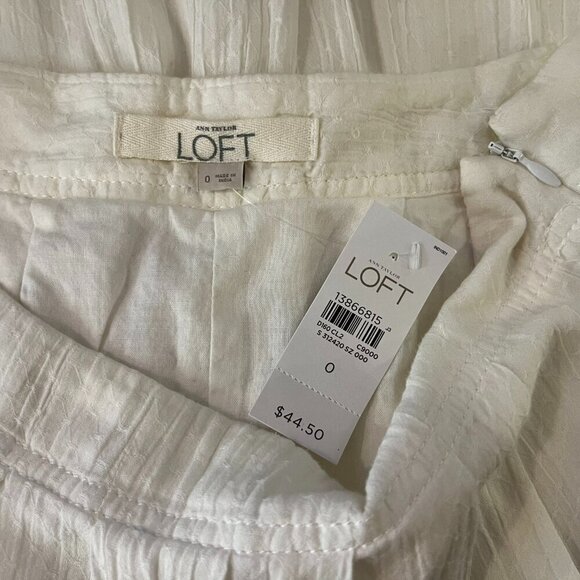 ANN TAYLOR LOFT Women's White Cotton Skirt - Size 0 - NWT $44.50 - Picture 4 of 4